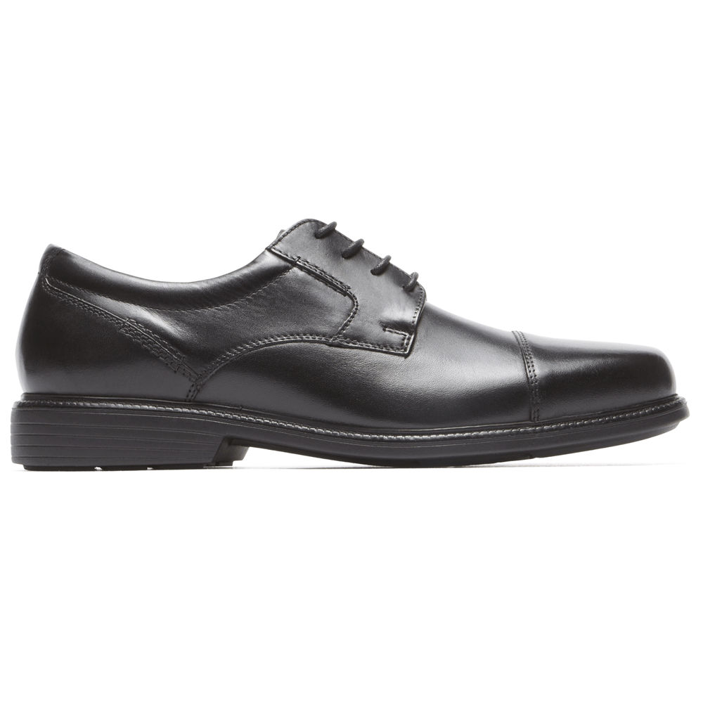 Rockport Oxfords For Mens Black - Charles Road Cap Toe - TU4890126